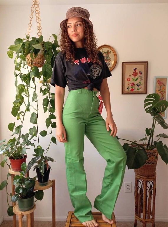 Vintage 70s saddleback deadstock Dittos green wide