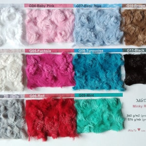 Minky ROSEBUD Swirl cuddle fabric / Rose Rosette Blossom Minky / Plush Fur Fabric Polyester / 11 COLORS image 1