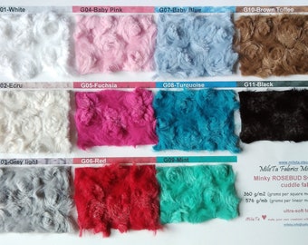 Minky ROSEBUD Swirl câlin tissu / Rose Rosette Blossom Minky / peluche fourrure Polyester / 11 COULEURS