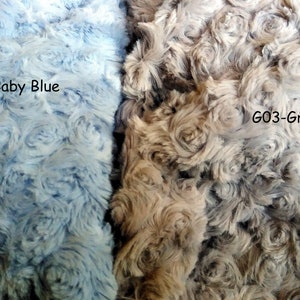 Minky ROSEBUD Swirl cuddle fabric / Rose Rosette Blossom Minky / Plush Fur Fabric Polyester / 11 COLORS image 3