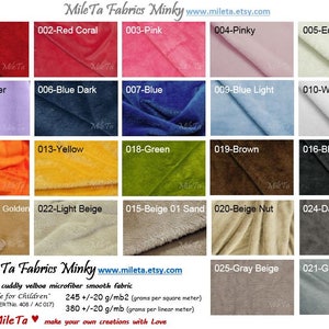Minky fabric, ultra soft cuddly velboa microfiber smooth fabric, 22 colors to your choice. zdjęcie 1
