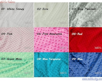 Minky DOTs fabric, ultra soft cuddly velboa microfiber smooth fabric, 9 colors to your choice.