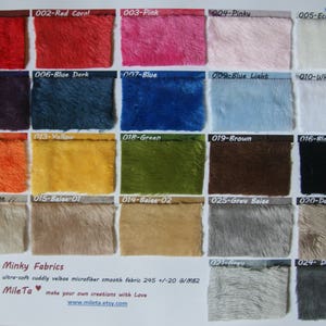 Minky fabric, ultra soft cuddly velboa microfiber smooth fabric, 22 colors to your choice. zdjęcie 2