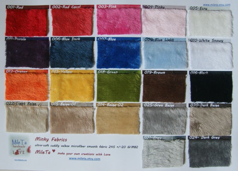 Minky fabric, ultra soft cuddly velboa microfiber smooth fabric, 22 colors to your choice. zdjęcie 2