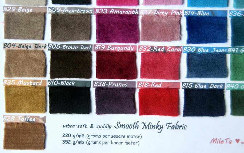 NEW COLORS Minky fabric, ultra soft cuddly velboa microfiber smooth fabric, 49 colors to your choice. zdjęcie 6