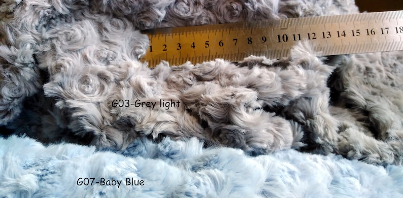 Minky ROSEBUD Swirl cuddle fabric / Rose Rosette Blossom Minky / Plush Fur Fabric Polyester / 11 COLORS image 4
