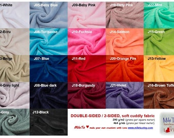 New colors - DOUBLE-SIDED fleece soft cuddly fabric. 22 colors to your choice.