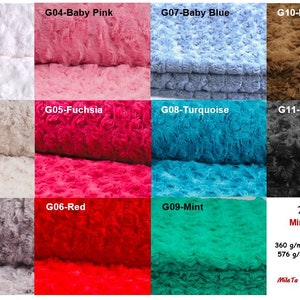 Minky ROSEBUD Swirl cuddle fabric / Rose Rosette Blossom Minky / Plush Fur Fabric Polyester / 11 COLORS image 2