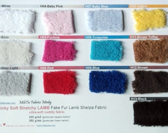 Tejido Minky SOFT STRETCHY LAMB, tejido de peluche ultra suave, 13 colores