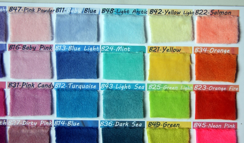 NEW COLORS Minky fabric, ultra soft cuddly velboa microfiber smooth fabric, 49 colors to your choice. zdjęcie 7