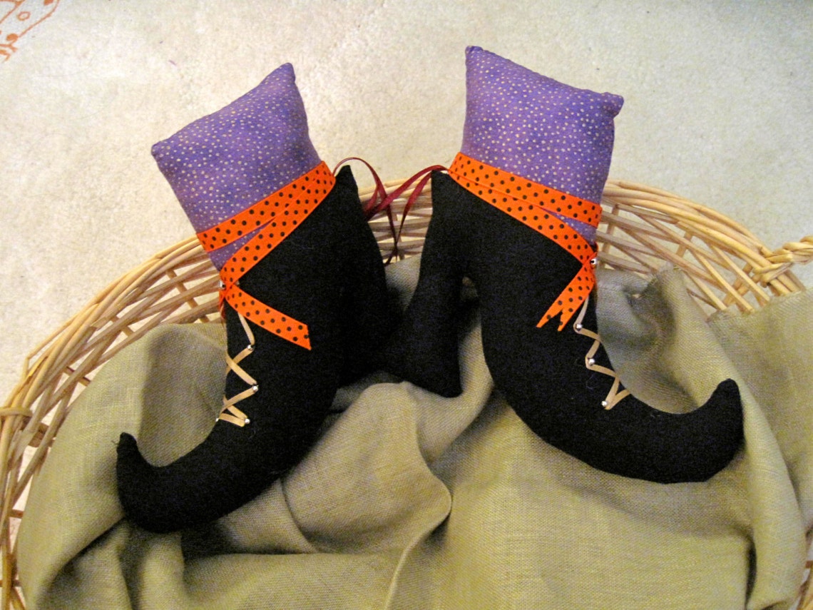 Halloween witches shoes/ bootsHand sewn fabric Halloween Etsy