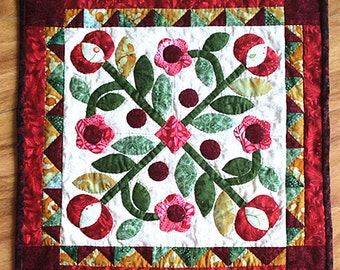 Hand appliqued Wall Hanging, or Table Topper--"Spring in the Garden quilt