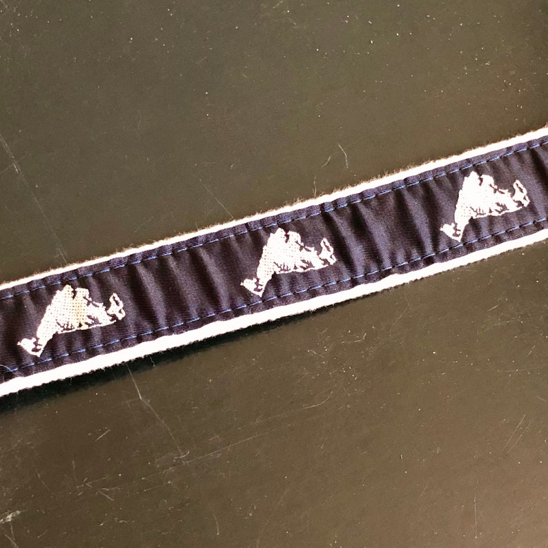 Navy Blue Surcingle Martha/'s Vineyard Themed Leather End Belt Hand Made in USA Vintage LEATHER MAN Ltd
