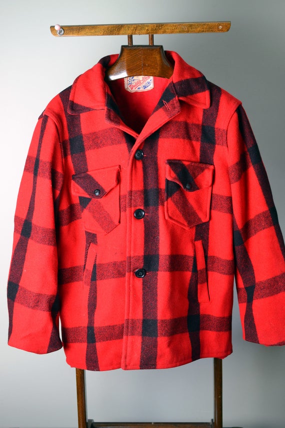 Vtg. 40s 50s DUBBLE WARE Red/Black Buffalo Plaid B