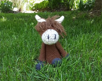 Highland Cow | Highland Cow Doll | Cow | Crochet Cow | Highland Cow Plushie | Amigurumi Cow |Dougald the Highland Cow| Crochet Animal