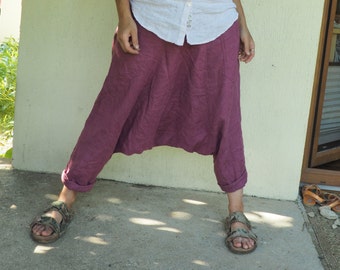 Linen pants/Linen trousers/Harem pants/Linen loose fit pants/sizes S-L