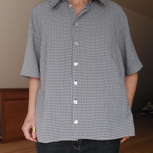 chemise vintage à carreaux noirs et blancs