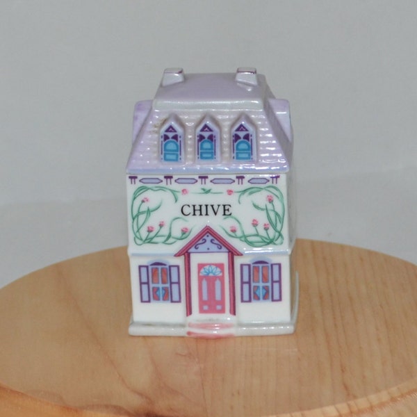 Lenox Spice Village CHIVE Spice Jar Vintage 1980s Perfect Condition Unique Gifts Vintage Gifts for the Home Lavendar