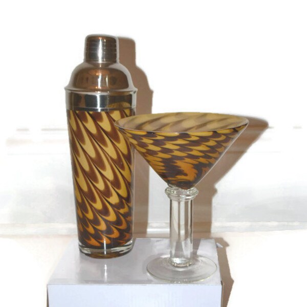 Martini Glass and Shaker Unique Mid Century Valentine Gifts for Him Gifts for Her Barware