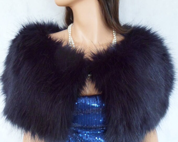 fur shawl navy