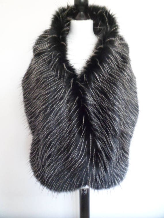black fake fur shawl