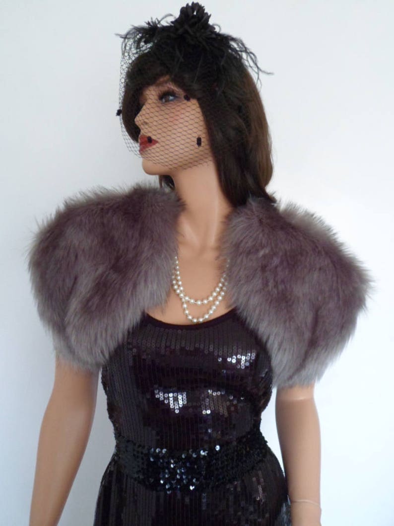 grey fur shawl