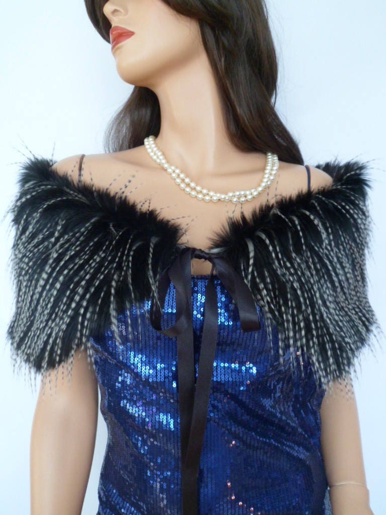 black fur shoulder throw