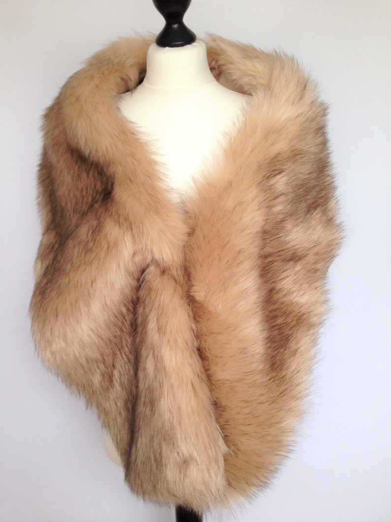 beige faux fur shawl