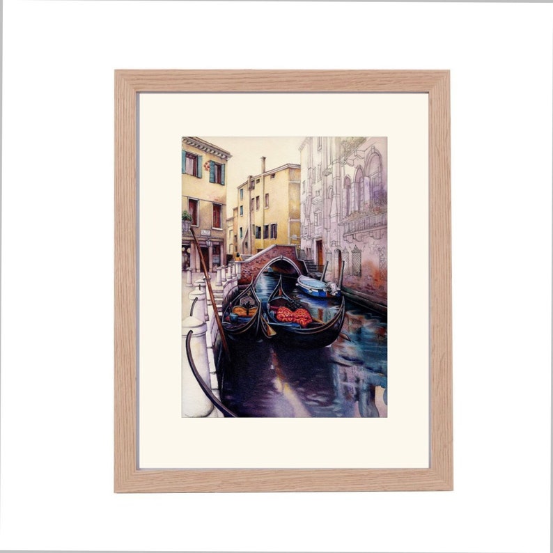 Venice canal Archival print Gondolas Watercolour painting Italy 7 x 10 Venetian landscape by Helen Lush Small wall art image 4