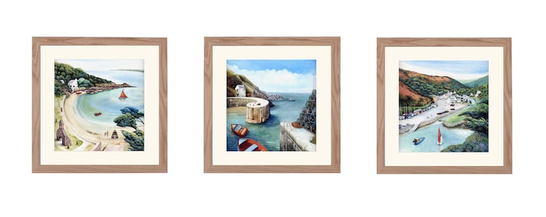 Solva Harbour archival print Pembrokeshire painting 7 x 7 Welsh art Painting of Wales Fine art print Seaside boat watercolor image 5