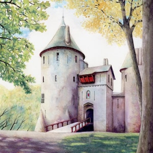 Castell Coch Cardiff | Archival print | Welsh art | 7&quot; x 10&quot; | Watercolour painting of Wales | Welsh gifts | Cardiff&#39;s Fairytale Castle