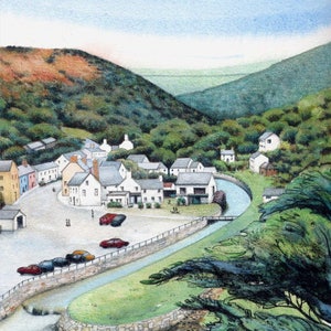 Arkivtryck från Solva hamn | Pembrokeshire-målning | 18 x 18 cm | Walesisk konst | Målning av Wales | Konsttryck | Akvarell båt vid havet bild 3