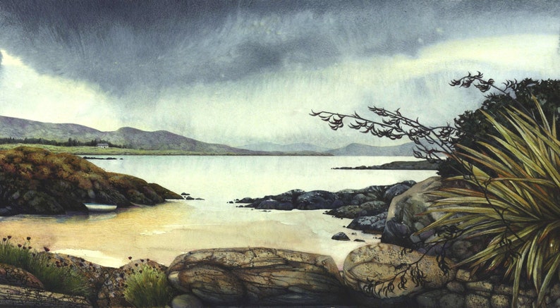 Kerry coastline Archival print Ring of Kerry Ireland 10.5 x 6 Watercolour print Irish landscape From a painting by Helen Lush image 1