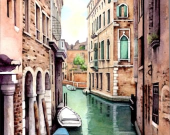 Venice Canal watercolour |  Original painting | 7" x 10" | La Serenissima | Acquerello originale |  Painting of Italy by Helen Lush