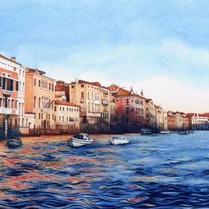 Venice Grand Canal print | 10" x 6" | Archival reproduction of watercolour painting | Wall art | Watercolor of Italy | Venetian landscape