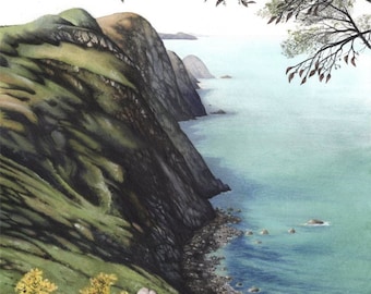 Pwll Deri Archival print | Pembrokeshire watercolour | Painting of Wales | Welsh coast | Pembrokeshire Coast Path | Seascape