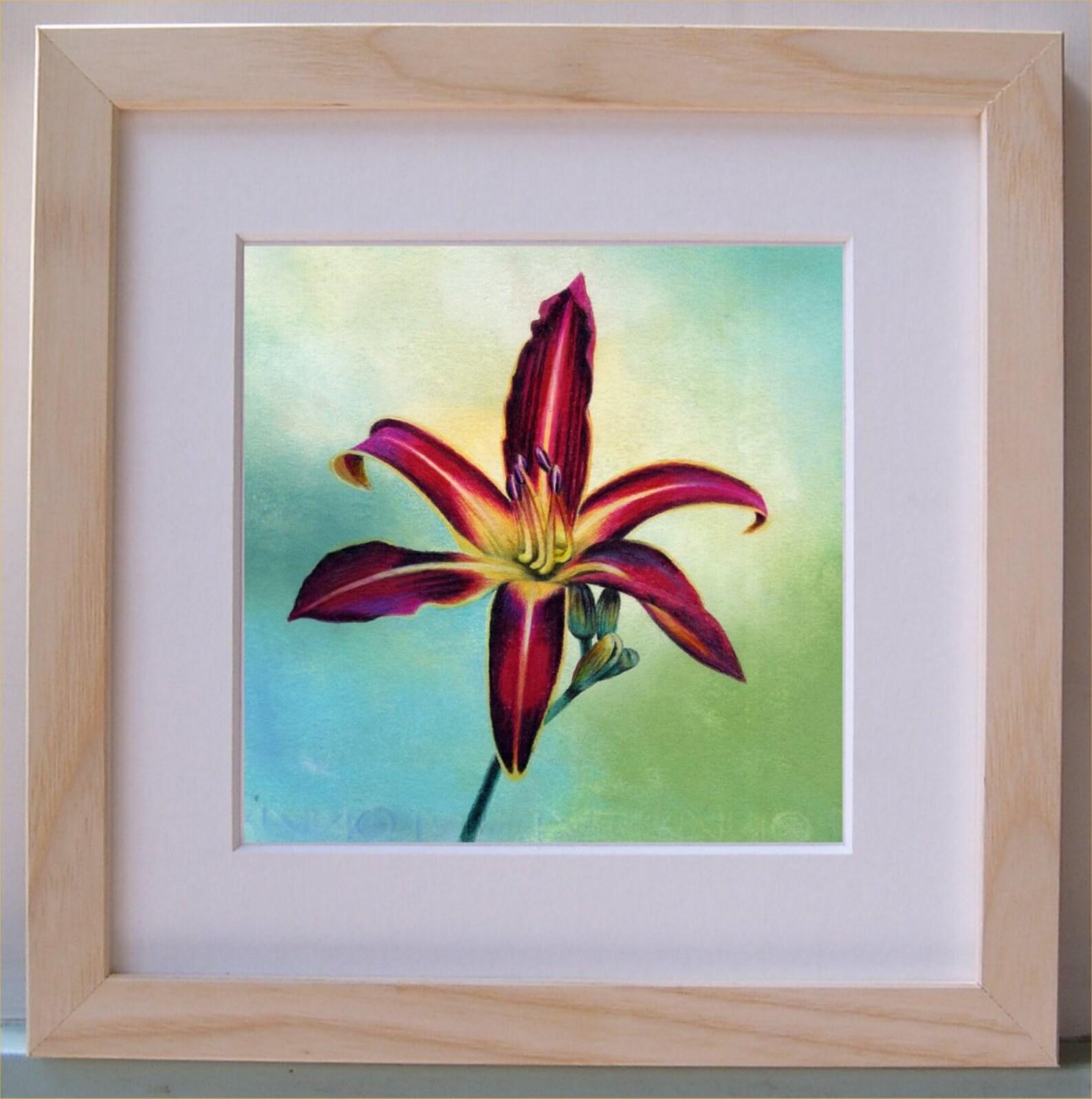 Day Lily flower art print 7 x 7 Botanical art Etsy