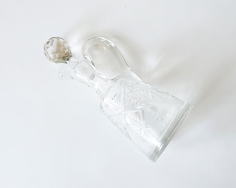 Vintage 1940s Cut-Crystal Vinegar Cruet with Stopper