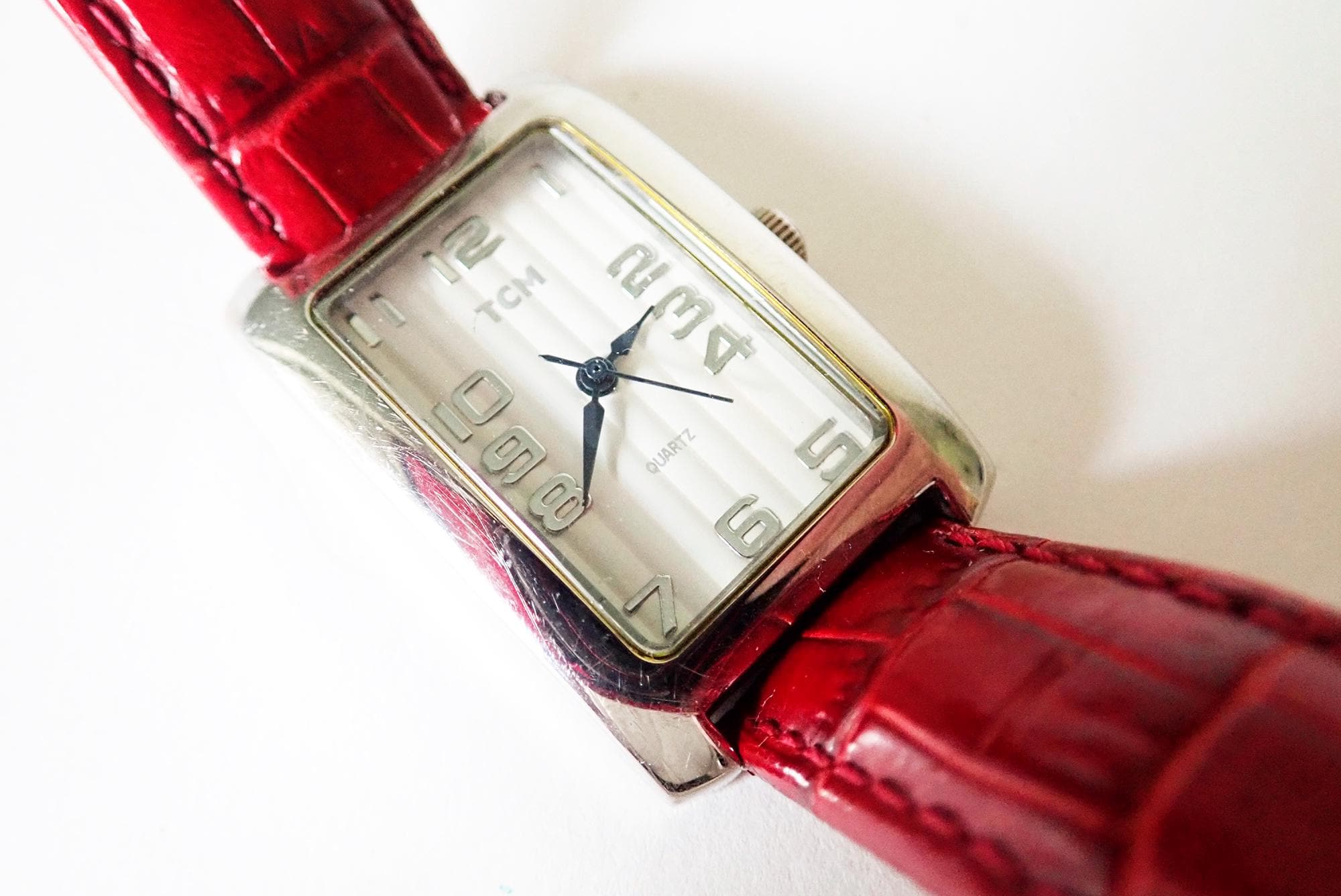 Leather Tcm Quartz Watch TCM QUARTZ Ladies Watch-All Stainless Steel