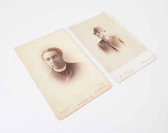 Sepia-Tone Cabinet Card Portraits of Victorian Men – Set of Two