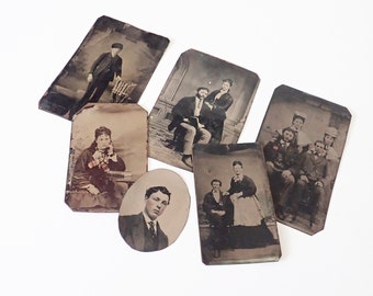 Victorian-era Tintype Studio Portraits – Set of Six