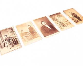 Victorian-Era Sepia-Tone Cartes De Visite Miscellaneous Portraits  – Set of Five