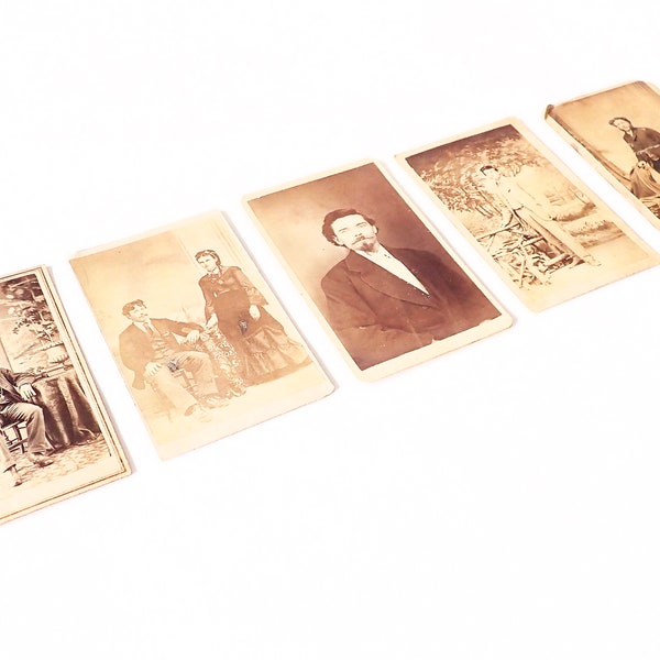 Victorian-Era Sepia-Tone Cartes De Visite Miscellaneous Portraits  – Set of Five