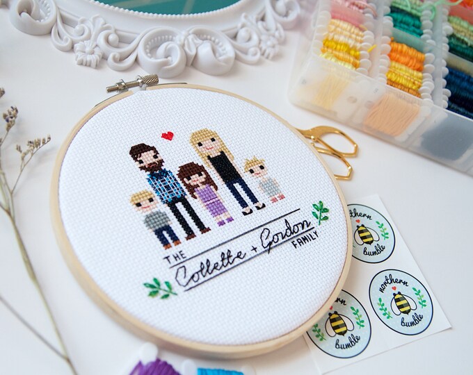 Custom Cross Stitch Family Portait Etsy