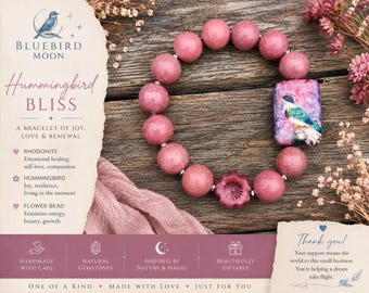 Hummingbird Bliss Bracelet | Hummingbird Jewelry | Handmade Gemstone Bracelet | Artisan Hummingbird | Nature Inspired Gift | Bird Lover