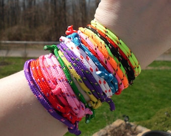 Vintage 90's neon color woven rope adjustable size bracelets/friendship bracelets/90's kid/neon colors/bff bracelets/Army