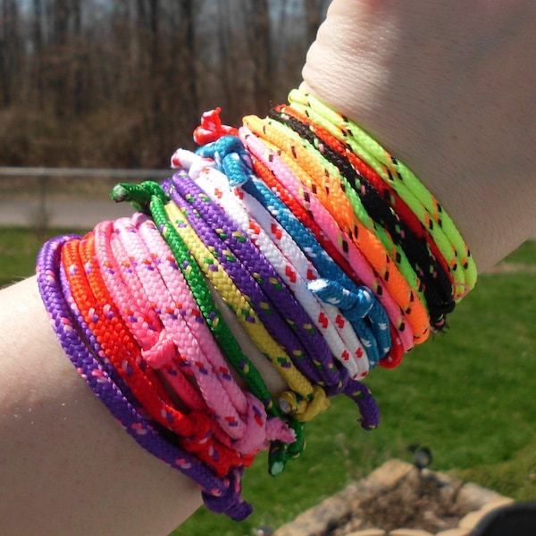 Vintage 90's neon color woven rope adjustable size bracelets/friendship bracelets/90's kid/neon colors/bff bracelets/Army