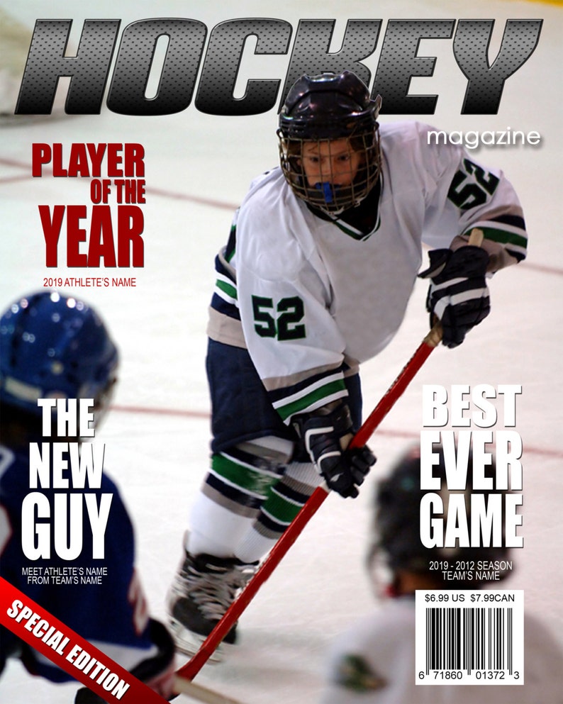Hockey Magazine Cover Template Etsy
