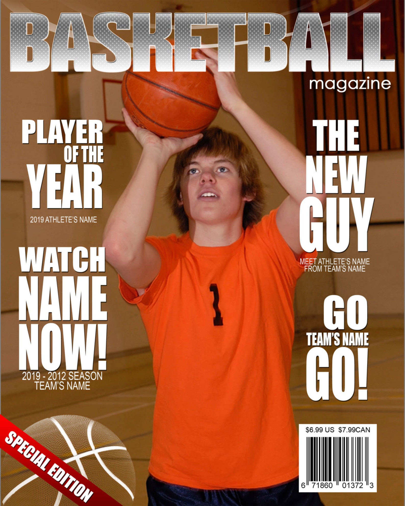 Basketball Magazine Cover Template Etsy UK