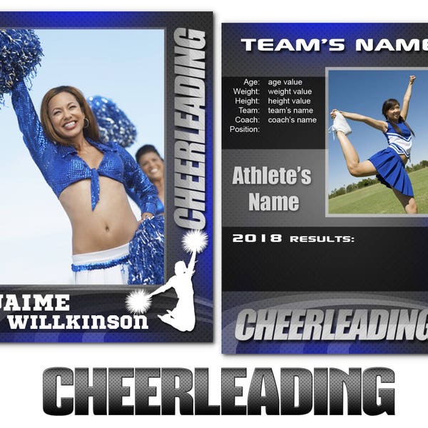 Cheerleading "Graphite" Cards Templates